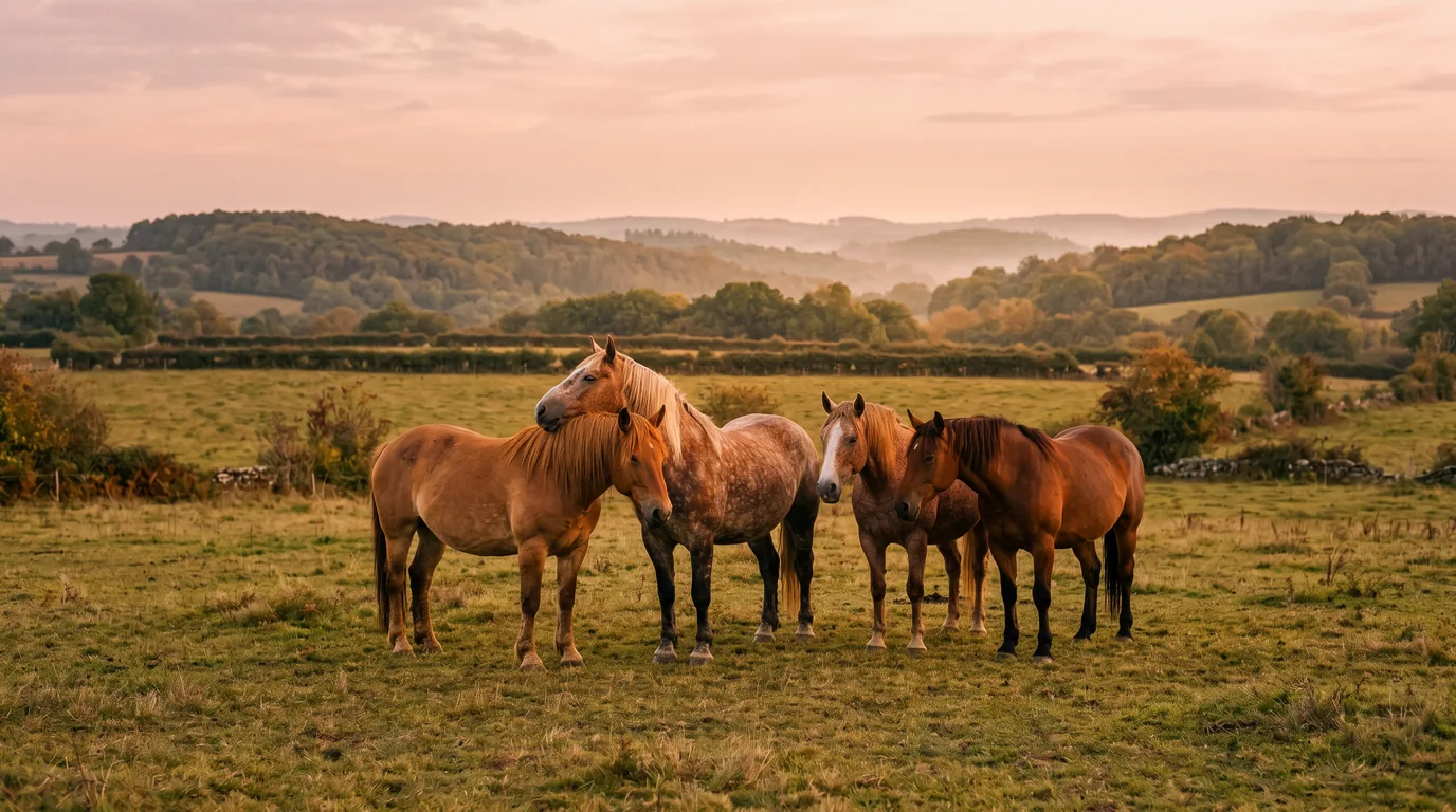 Les chevaux du Équi boit l'Apéro en liberté, Corrèze